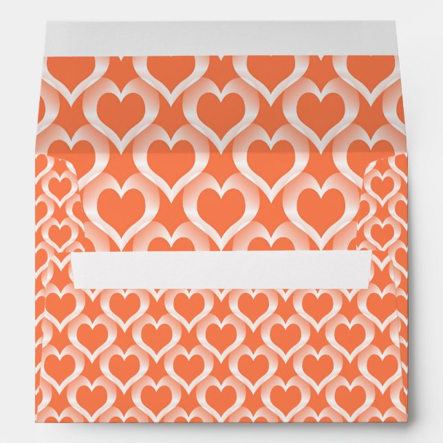 Coral White Hearts Pattern Envelope (Back (Bottom))