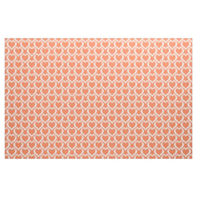 Coral White Hearts Pattern Fabric (Fat Quarter)
