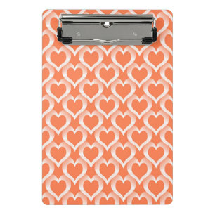 Coral White Hearts Pattern Mini Clipboard