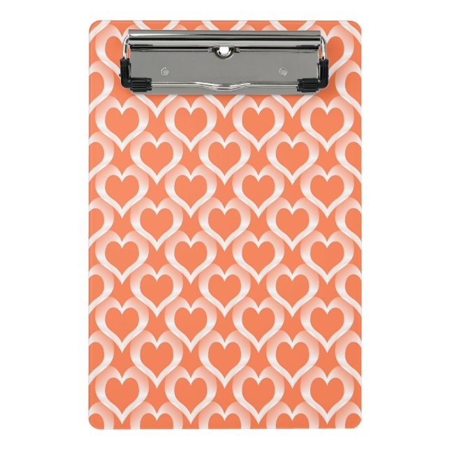 Coral White Hearts Pattern Mini Clipboard (Front)