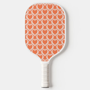 Coral White Hearts Pattern Pickleball Paddle