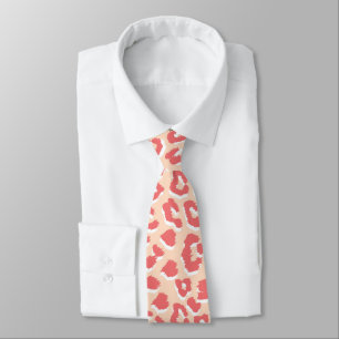 Coral White Leopard Print Tie