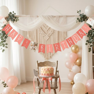 Coral White Silly Goose Girl First Birthday Bunting