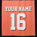 Coral White Sports Jersey Team Jersey Shower Curtain<br><div class="desc">Preppy Solid Colour Team Jersey / Sports Jersey / Football Jersey / Rugby Jersey with Custom Name Customise this with your own name or team name and a number. You can change the size, colour and placement of the text if you need to make changes, change the colour of or...</div>
