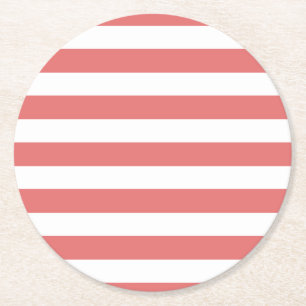 Coral/White stripes coaster set