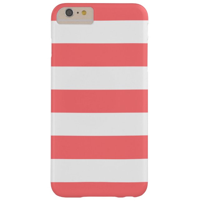 Coral White Stripes Pattern Girly Case-Mate iPhone Case (Back)