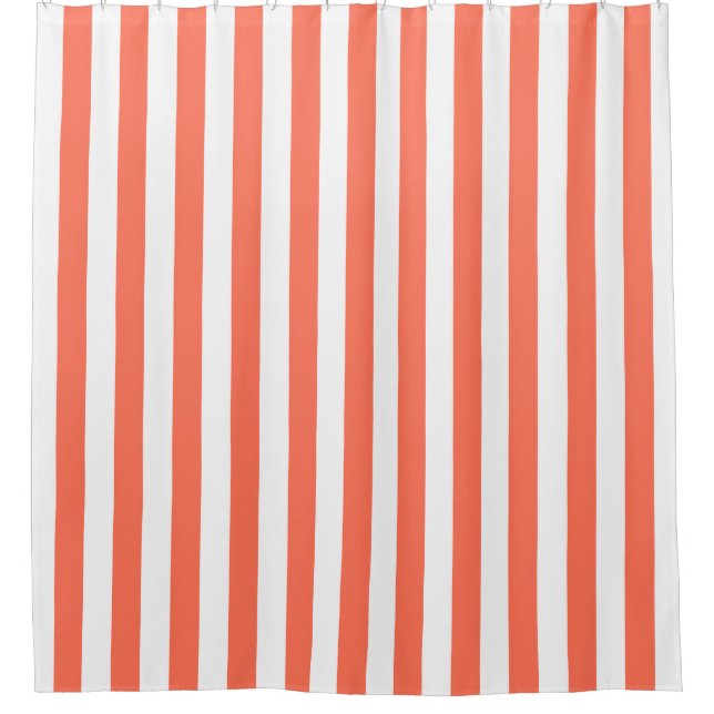 Coral White Vertical Stripe NL #0 Shower Curtain (Front)