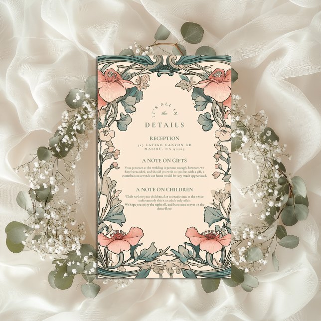 Coral Wildflower Frame wedding Enclosure Card (Creator Uploaded)