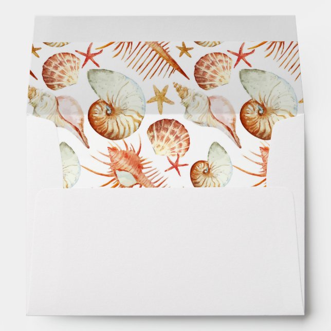 Coral With Shells And Crabs Pattern Envelopes (Back (Bottom))