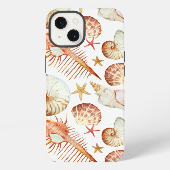 Coral With Shells And Crabs Pattern iPhone Case (Back)