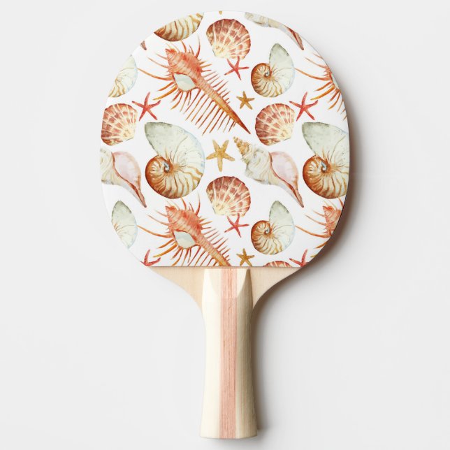Coral With Shells And Crabs Pattern Ping Pong Paddle (Front)