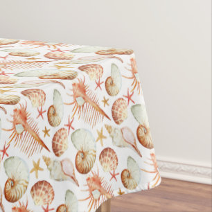 Coral With Shells And Crabs Pattern Tablecloth