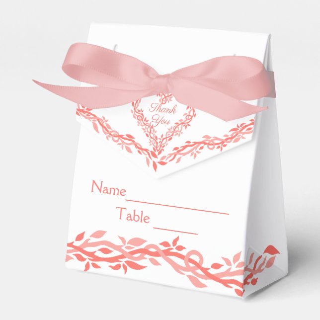Coral Woodsy Wedding Creative Escort Place Card Favour Box (Front Side)