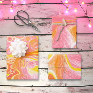 Coral,Yellow and Orange  Wrapping Paper Sheet