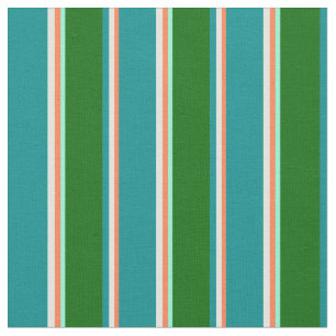 Coral, Yellow, Dark Cyan, Dark Green & Aquamarine Fabric