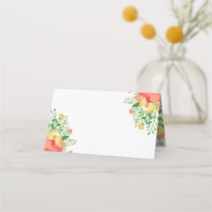 Coral & Yellow Rose Bouquet Place Card