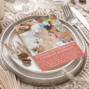 Coral Your Photo Typography Wedding Invitations