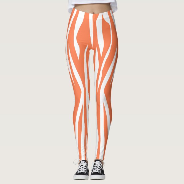 Coral Zebra Print Leggings (Front)
