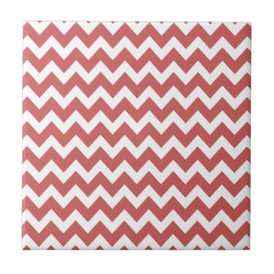 Coral Zigzag Chevron Stripes Tile