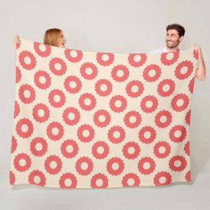 Coraliana Coral and White Fleece Blanket