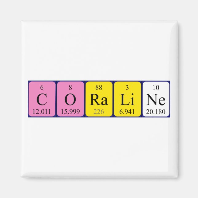 Coraline periodic table name magnet (Front)