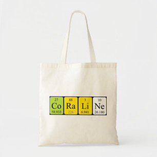 Coraline periodic table name tote bag