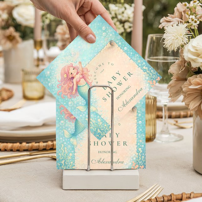 Corallight Mermaid Keepsake Baby Shower Napkin (Creator Uploaded)