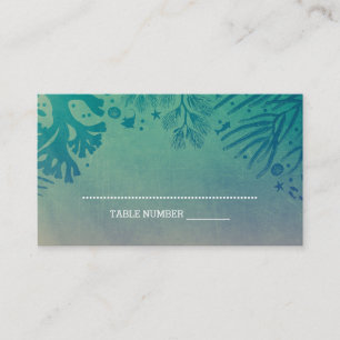 Corals and Tropical Ocean Treasures Teal Place Card