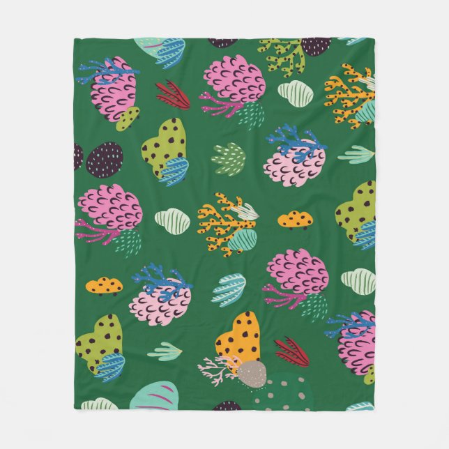 Corals & Sea Plants: Underwater Pattern Fleece Blanket (Front)