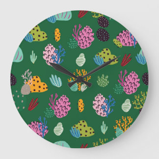 Corals & Sea Plants: Underwater Pattern Large Clock