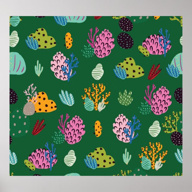 Corals & Sea Plants: Underwater Pattern Poster (Front)