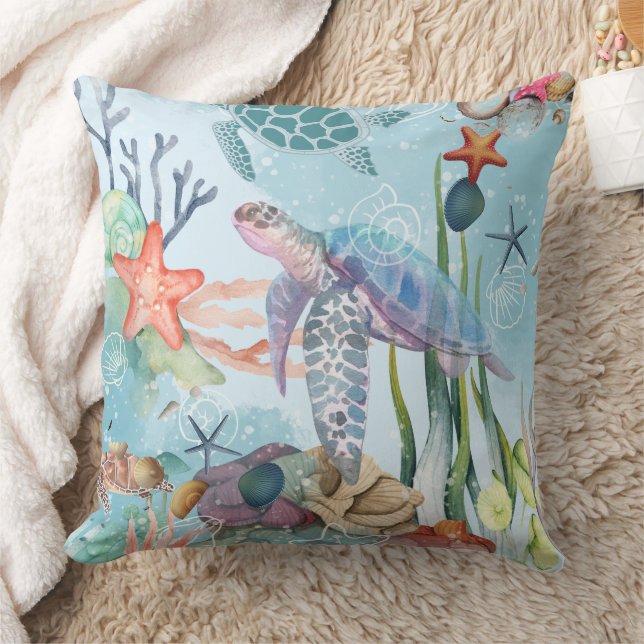 Corals, Turtles, Sea Life Cushion (Blanket)