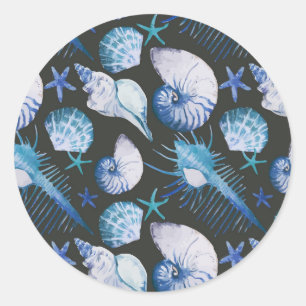 Corals With Shells Pattern Classic Round Sticker