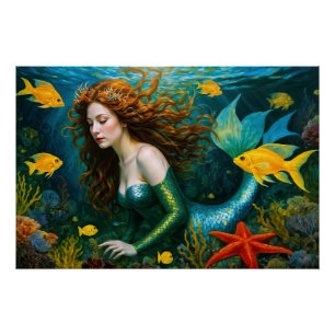 “Coralyn” – Beautiful Mystical Mermaid Poster