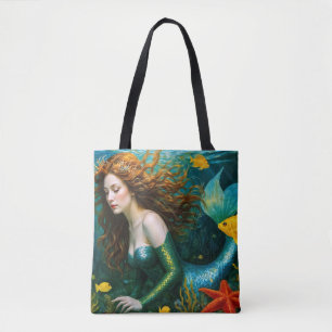 “Coralyn” – Beautiful Mystical Mermaid Tote Bag
