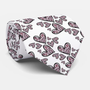 Corbata de corazones con manchas de leopardo tie