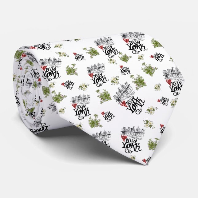 Corbata de nueva York con flores Tie (Rolled)