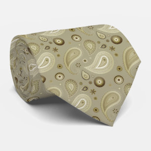 Corbata elegante beige con marrón tie