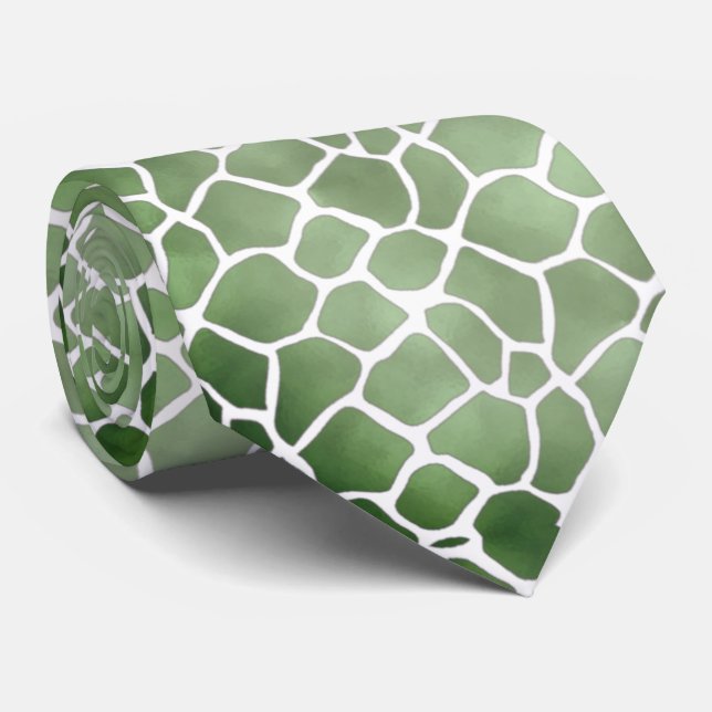 Corbata verde con blanco tie (Rolled)