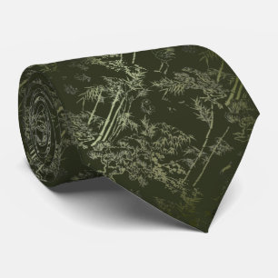 Corbata verde elegante con bambú tie