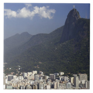 Corcovado overlooking Rio de Janeiro, Brazil Tile