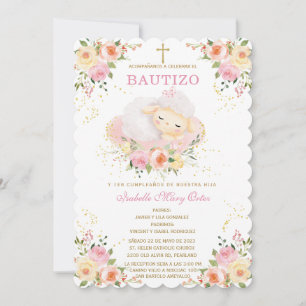 Cordero personalizado El Bautizo y Primer Añito  Invitation