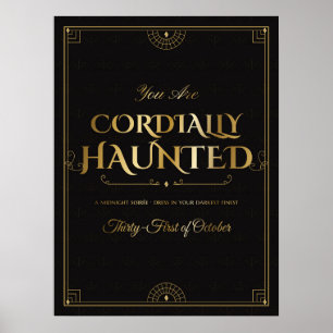Cordially Haunted Art Deco Halloween Poster