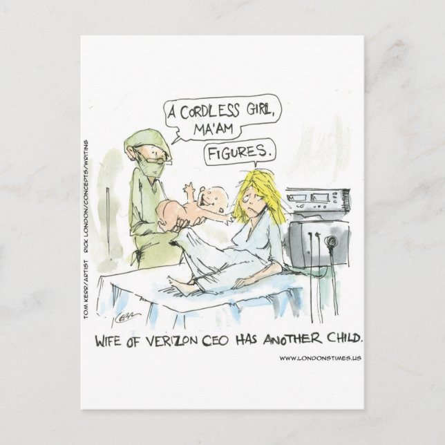 Cordless Baby Funny Cards Tees Mugs & Gifts (Front)