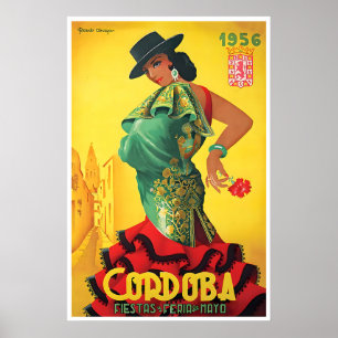 Cordoba Festival Poster Spain Travel Art Vintage