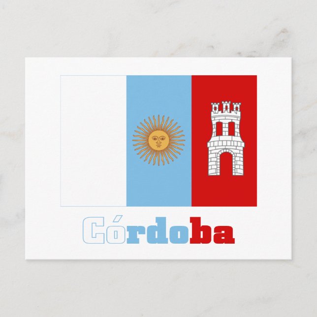 Córdoba flag with name postcard (Front)