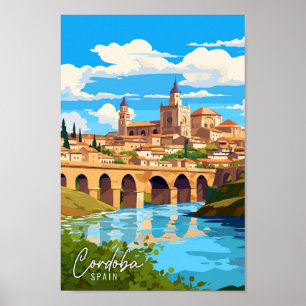Cordoba Spain Art vintage travel illustration Poster