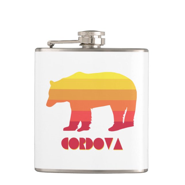 Cordova Alaska Rainbow Bear Hip Flask (Front)