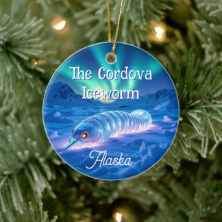 Cordova Iceworm Alaska Cryptid Myth Christmas Ceramic Tree Decoration