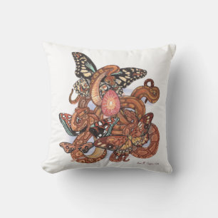 Core of Beginings Mystical Butterfly Snakes Art Cushion